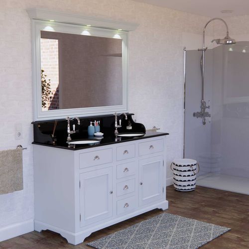Doppelter Waschtisch-Unterschrank - CARLTON - Aqua Prestige - freistehend / Holz / Marmor