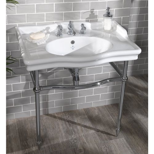 Bodenstehendes Waschbecken - LOXLEY - Aqua Prestige - Porzellan / Messing / 1-Loch