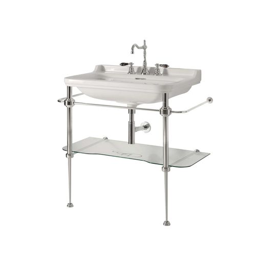 Bodenstehendes Waschbecken - WALDORF - Aqua Prestige - Porzellan / mit Ablage / rechteckig