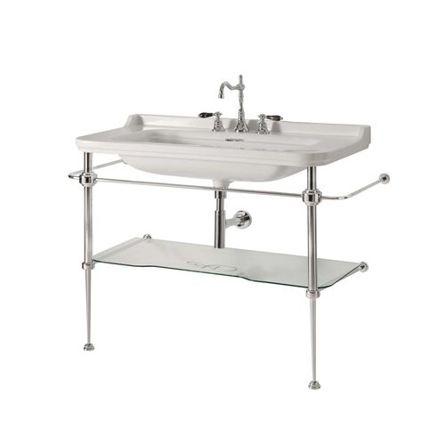Bodenstehendes Waschbecken - WALDORF - Aqua Prestige - Porzellan / mit Ablage / rechteckig