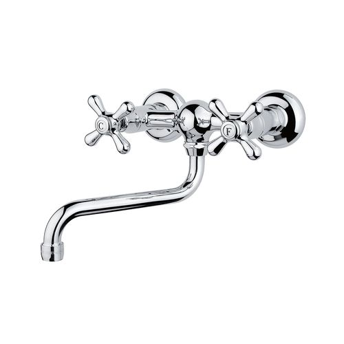 Wandmontierter Zweigriffmischer - NUOVA BRENTA 950.2505.01.XX - Aqua Prestige - Messing / für Küche / 2-Loch