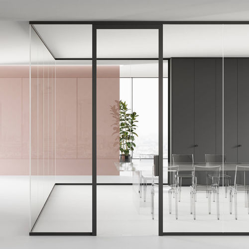 Abnehmbare Trennwand - MOOD M1 - Las Mobili - festinstalliert / Schiebe / Glas