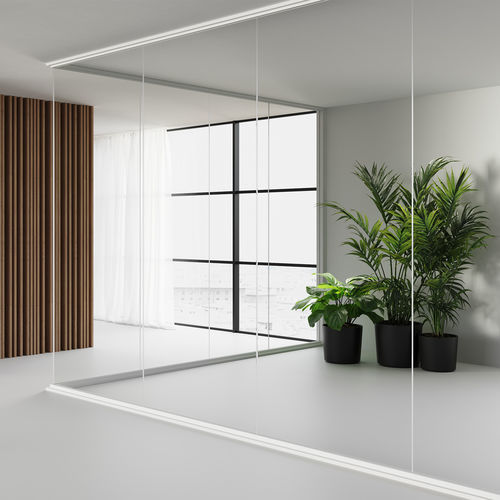 Festinstallierte Trennwand - INFINITY - Las Mobili - mit Glasfront / Holz / Aluminium