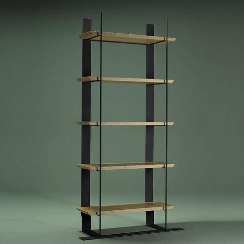 Modernes Regal - Ecart International - Eiche / lackierter Stahl