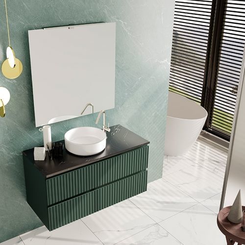 Wandhängender Waschtisch-Unterschrank - 01 - Mi baño - Keramik / Stein / modern