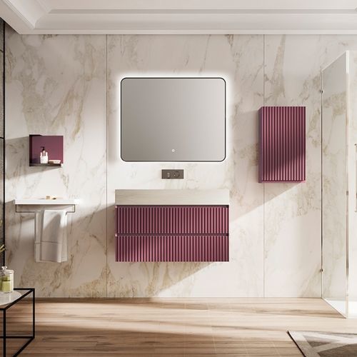Wandhängender Waschtisch-Unterschrank - 03 - Mi baño - Stahl / Stein / modern
