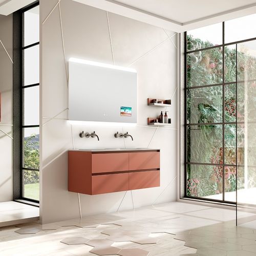 Wandhängender Waschtisch-Unterschrank - 04 - Mi baño - Stahl / Mineralwerkstoff / modern