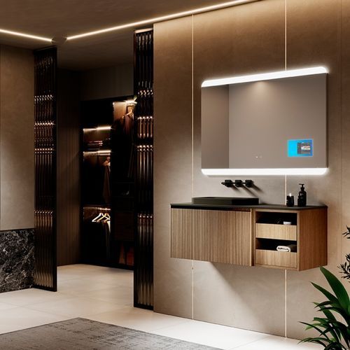 Wandhängender Waschtisch-Unterschrank - 04 - Mi baño - Glas / modern / ohne Tür