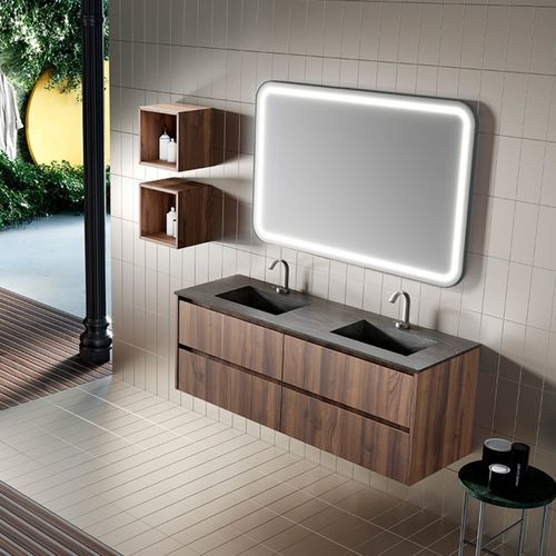 Doppelter Waschtisch-Unterschrank - 02 - Mi baño - wandhängend / Holz / modern
