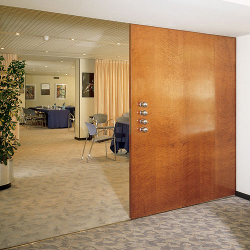 Schiebetrennwand - CLASSIC : SF-A - SAHECO - mit Glasfront / Holz / für professionellen Einsatz