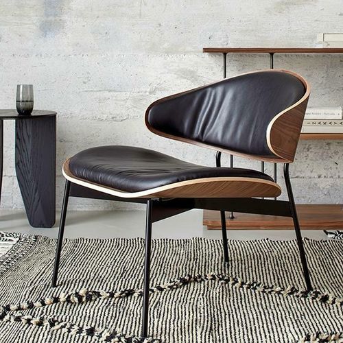 Moderner Sessel - LUZ - more - Stoff / Leder / Eiche