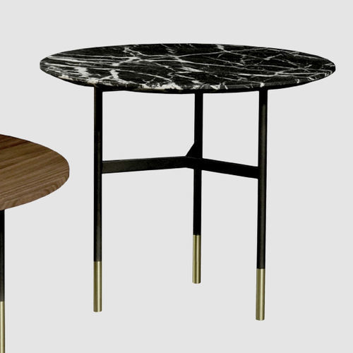 Moderner Beistelltisch - HARRI  - more - Nussbaum / Messing / Marmor