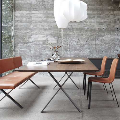 Moderner Tisch - LAX - more - Massivholz / Holzfurnier / Gestell aus rostfreiem Edelstahl