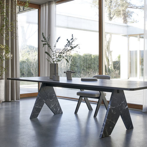 Design-Tisch - AVAR  - more - Leder / Holz / Massivholz