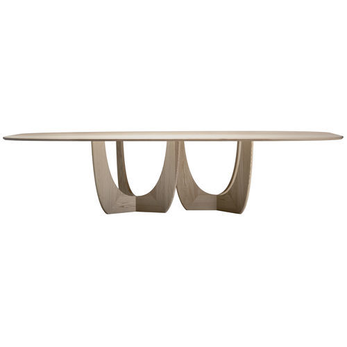 Design-Tisch - CALA - more - Leder / Holz / Massivholz