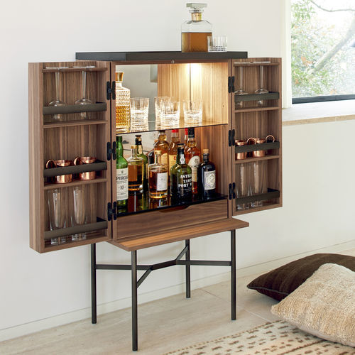 Moderner Barschrank - HARRI  - more - Metall / Nussbaum / Stahl