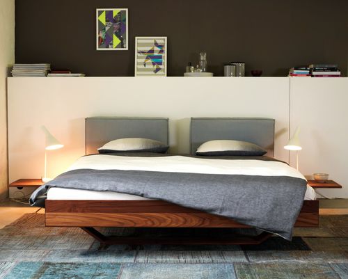 Doppelbett - B15 - more - modern / gepolstertes Kopfteil / mit Nachttisch