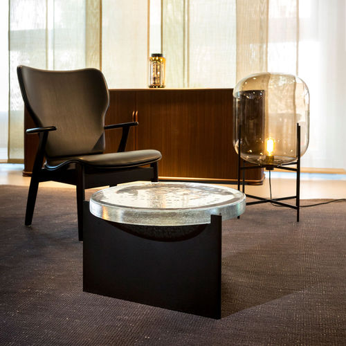 Moderner Couchtisch - ALWA ONE SERIES - Pulpo - Glas / Gestell aus heißlackiertem Stahl / rund
