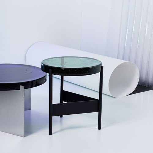 Moderner Couchtisch - ALWA TWO SERIES - Pulpo - Glas / Gestell aus Stahl / rund