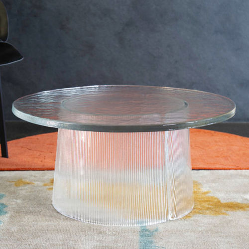 Moderner Beistelltisch - BENT - Pulpo - Glas / Gestell aus Glas / rund
