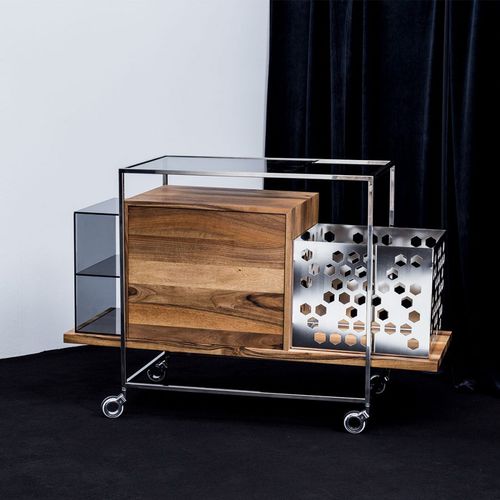 Wagen für Gewerbegebrauch - MADISON - Pulpo - Stahl / Eiche / Glas