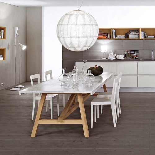 Moderner Tisch - ACHILLE - L'abbate - Esche / Marmor / rechteckig