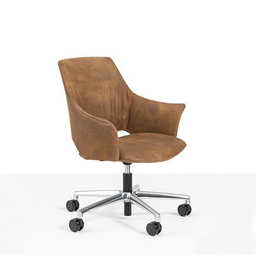 Moderner Besuchersessel - WINDSOR - Moschella Sedute Srl - Leder / Polyurethan / Stahl