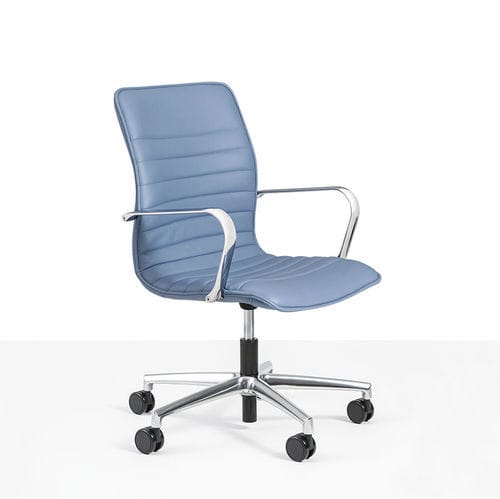 Moderner Bürosessel - QUEEN SLIM - Moschella Sedute Srl - Leder / Aluminium / Sperrholz
