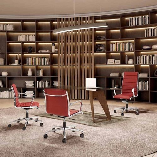 Moderner Bürosessel - SPACE SLIM - Moschella Sedute Srl - Leder / Aluminium / Stahl