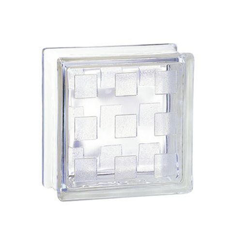 Quadratischer Glasbaustein - 60035 - LA ROCHERE - Skulptur / satiniert / texturiert