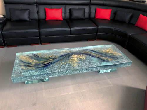 Couchtisch / originelles Design - ThinkGlass - Glas / rechteckig / maßgefertigt