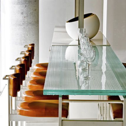 Moderner Esstisch - ThinkGlass - Glas / rechteckig / rund