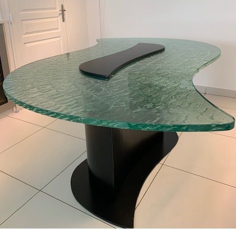 Designtisch / originell - ThinkGlass - MDF / Glas / Gestell aus Metall