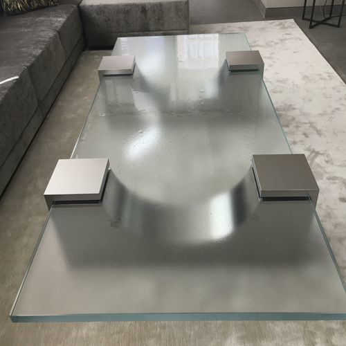 Moderner Couchtisch - ThinkGlass - Glas / Gestell aus rostfreiem Edelstahl / rechteckig