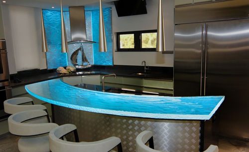 Moderner Stehtisch - OCEAN HOUSE - ThinkGlass - Glas / rund / rechteckig