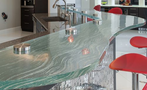 Moderner Stehtisch - RAISED BAR - ThinkGlass - Glas / gebogen / maßgefertigt