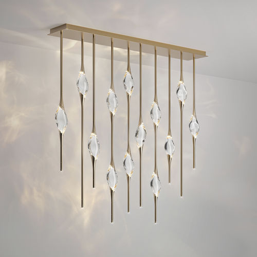 Kronleuchter mit versetztem Niveau - IL PEZZO 12 - Il Pezzo Mancante - originelles Design / Kristall / Messing
