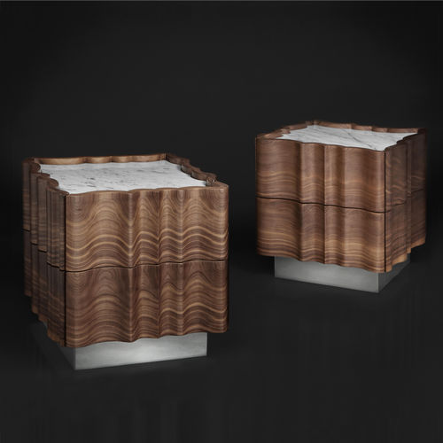 Nachttisch / originelles Design - IL PEZZO 2 - Il Pezzo Mancante - Massivholz / amerikanischer Nussbaum / Messing