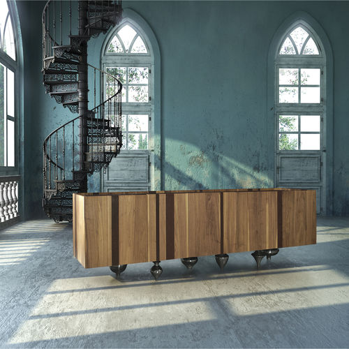 Klassisches Sideboard - IL PEZZO 1 - Il Pezzo Mancante - Massivholz / Esche / amerikanischer Nussbaum