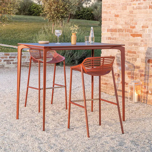 Moderner Stehtisch - AllSize - FAST SPA - aus lackiertem Aluminium / Feinsteinzeug / Gestell aus gestrichenem Aluminium