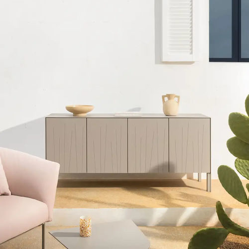 Modernes Sideboard - Ninfea - FAST SPA - aus lackiertem Aluminium / mit Regal / mit Schwingtür