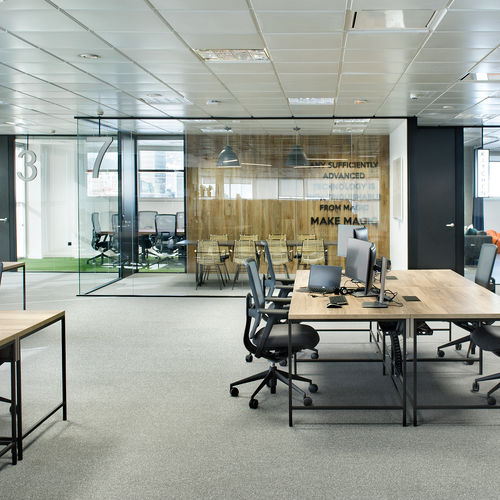 Abnehmbare Trennwand - NEO 7016 - DINOR - mit Glasfront / Laminat / Aluminium