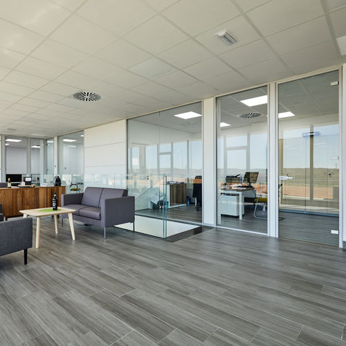 Abnehmbare Trennwand - NEO 2V - DINOR - mit Glasfront / Aluminium / für professionellen Einsatz