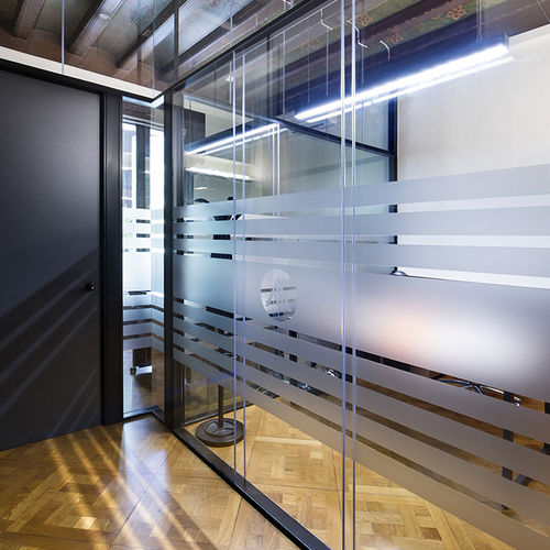 Abnehmbare Trennwand - NEO ANTHRACITE  - DINOR - mit Glasfront / mit Doppelverglasung / Aluminium