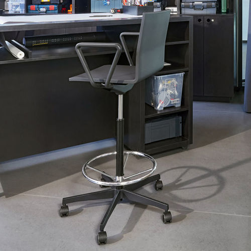 Aluminium-Arbeitsstuhl - .04 Counter - vitra - Stahl / Polyurethan / mit Sterngestell