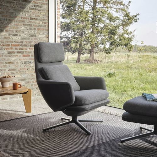 Moderner Sessel - vitra - Leder / Aluminiumguss / mit abnehmbarem Kissen