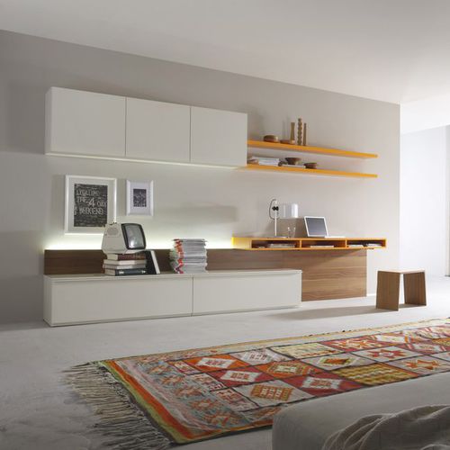 Moderne Wohnwand - CUBO 123 - Sudbrock - lackiertes Holz