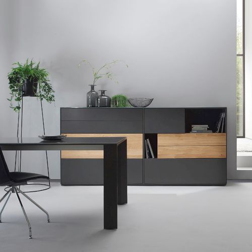 Modernes Sideboard - GAME 28  - Sudbrock - lackiertes Holz / Eiche / grau