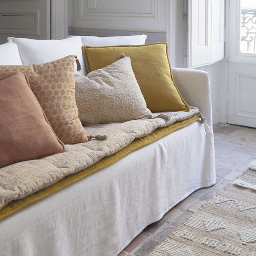 Beige Futonmatratze - LOUISE - BLANC D'IVOIRE - grau / gelb / rosa