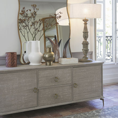 Klassisches Sideboard - GABRIELLE - BLANC D'IVOIRE - MDF / Aluminium / mit Regal